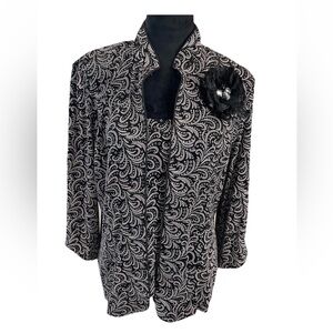 Alex evenings 3 piece tank & jacket set magnetic‎ brooch Y2K glitter size large